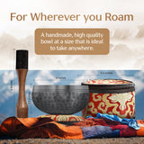 Midnight Resonance Tibetan Singing Bowl Set – Hand-Hammered Sound Bowl with Decorative Storage Box