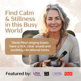 Midnight Resonance Tibetan Singing Bowl Set – Hand-Hammered Sound Bowl with Decorative Storage Box