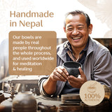 Midnight Resonance Tibetan Singing Bowl Set – Hand-Hammered Sound Bowl with Decorative Storage Box