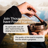 Golden Serenity Tibetan Singing Bowl Set – Handcrafted Sound Bowl with Decorative Storage Box