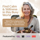 Golden Serenity Tibetan Singing Bowl Set – Handcrafted Sound Bowl with Decorative Storage Box