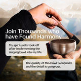 Shadow Stillness Tibetan Singing Bowl Set – Handcrafted Sound Bowl with Decorative Storage Box