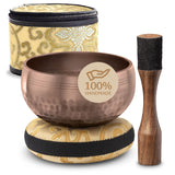 Polished Harmony Tibetan Singing Bowl Set – Hand-Hammered Sound Bowl with Decorative Storage Box