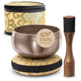 Shadow Stillness Tibetan Singing Bowl Set – Handcrafted Sound Bowl with Decorative Storage Box