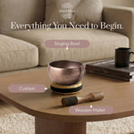 Everything you need to begin: the Polished Harmony bowl, cushion and wooden striker
