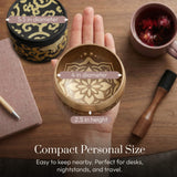 Size of the Golden Harmony singing bowl held in the hand