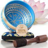Tranquil Aura Tibetan singing bowl with its cushion and wooden striker