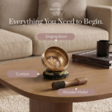 Size of the Golden Serenity singing bowl held in the hand