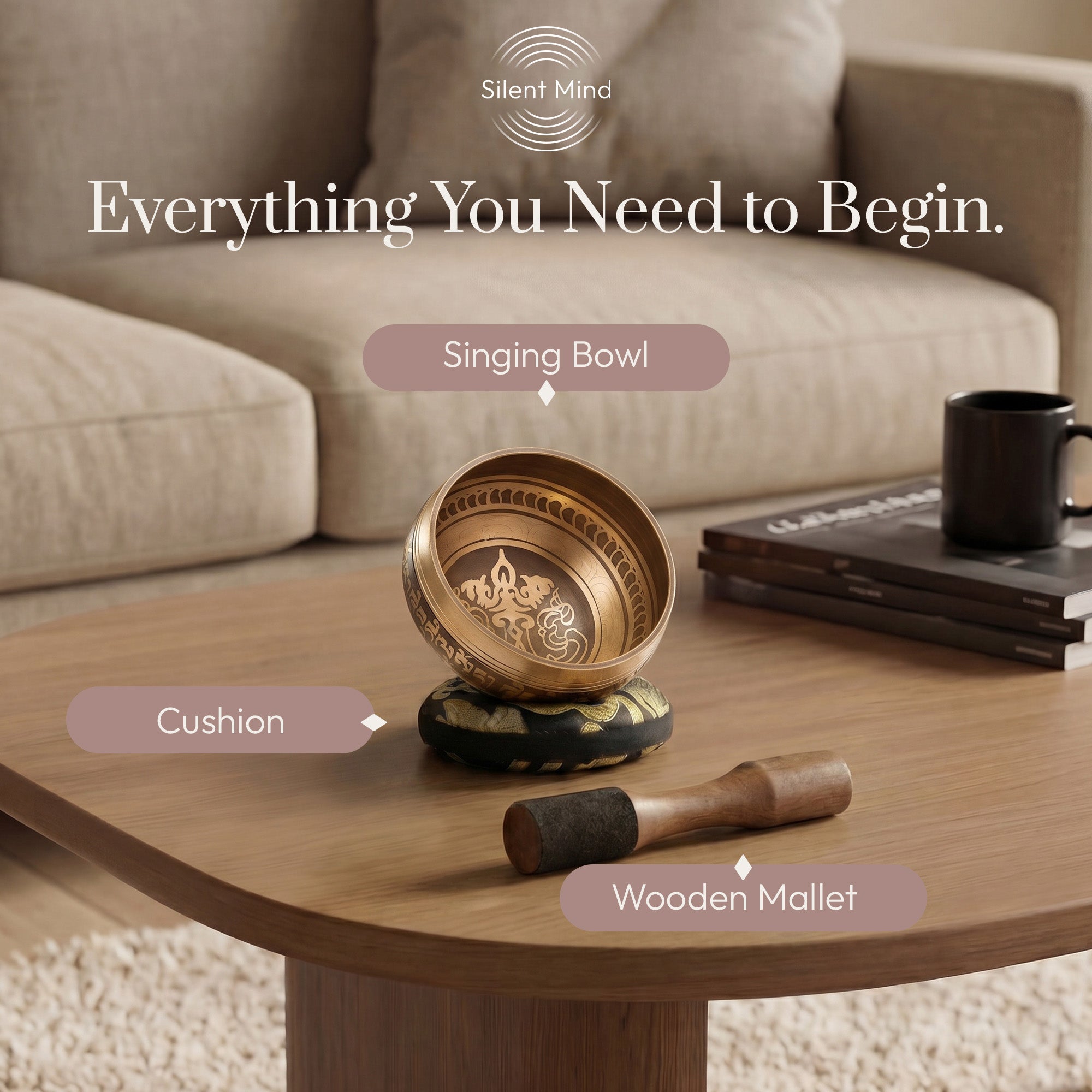 Size of the Golden Serenity singing bowl held in the hand