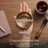 Everything you need to begin: the Golden Serenity bowl, cushion and wooden striker