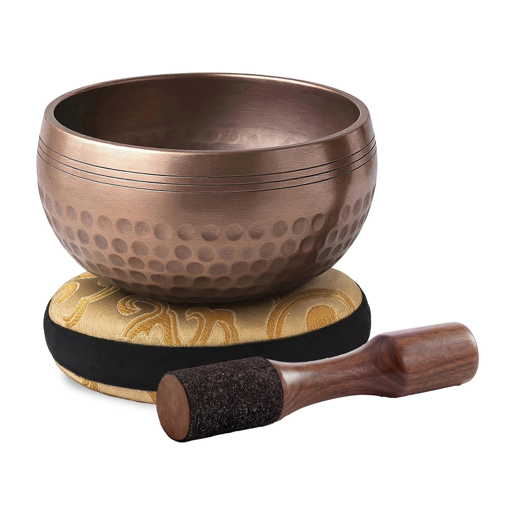 Polished Harmony Tibetan Singing Bowl with wooden striker and cushion