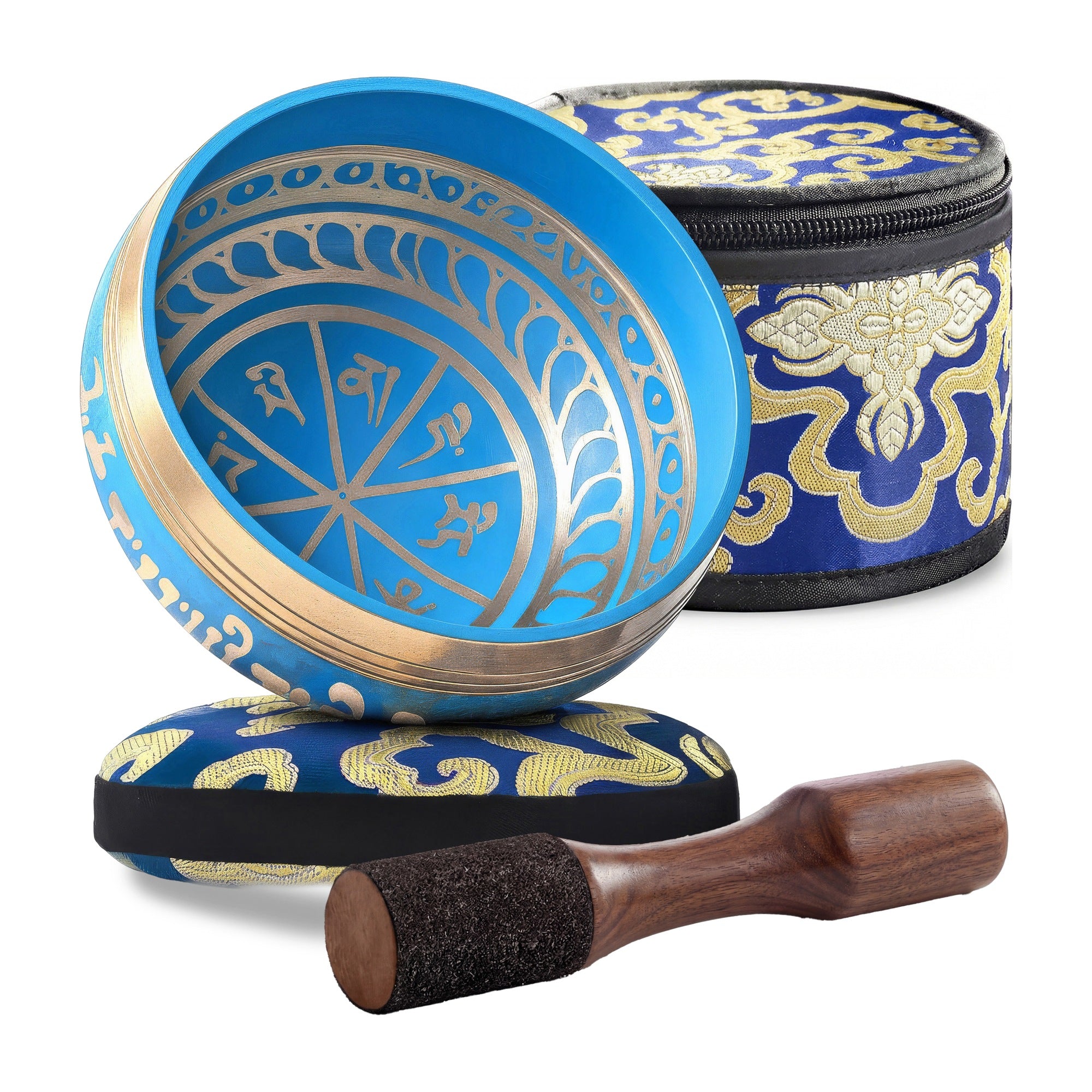 Tranquil Aura Tibetan Singing Bowl set: bowl, striker, cushion and carry case