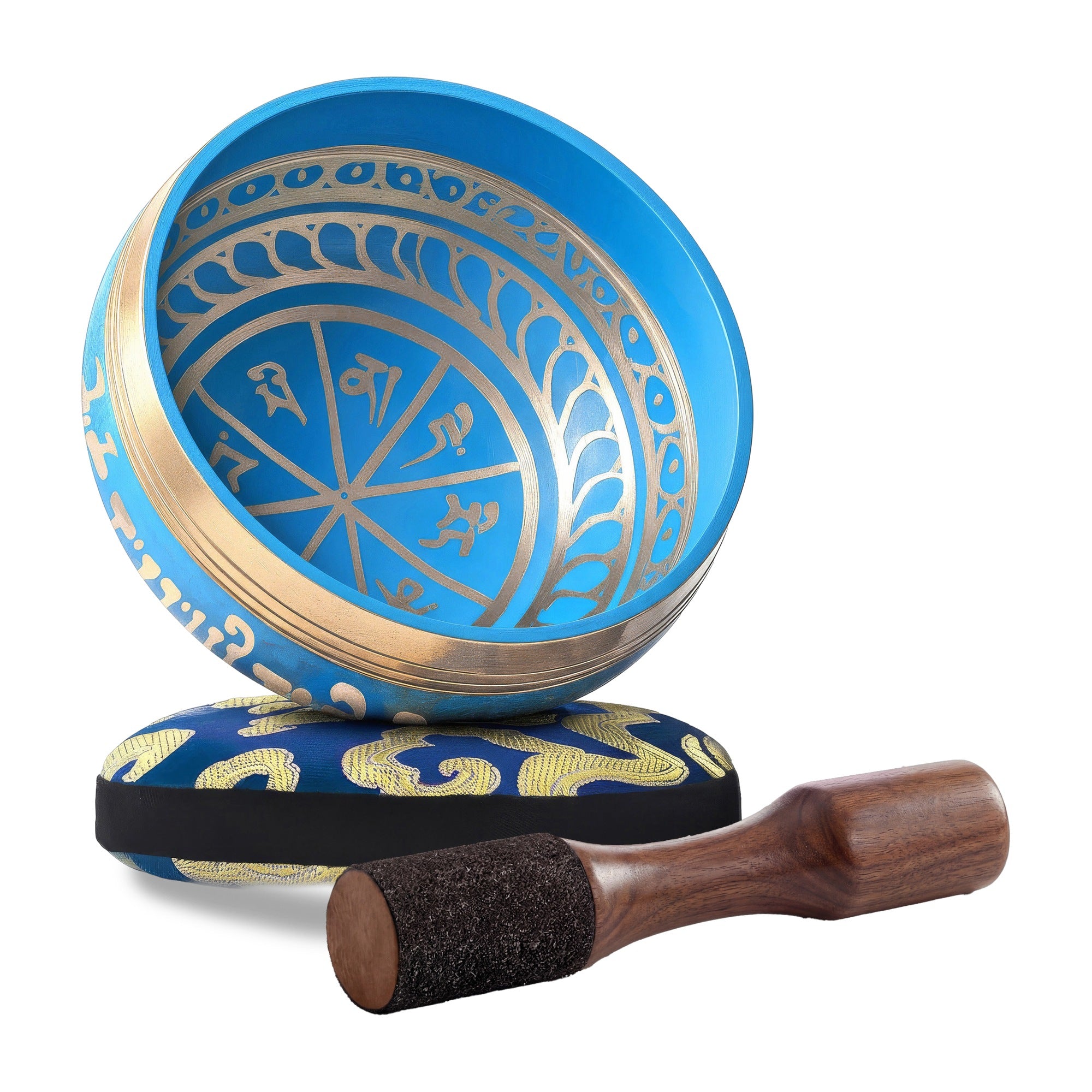 Tranquil Aura Tibetan Singing Bowl with wooden striker and cushion