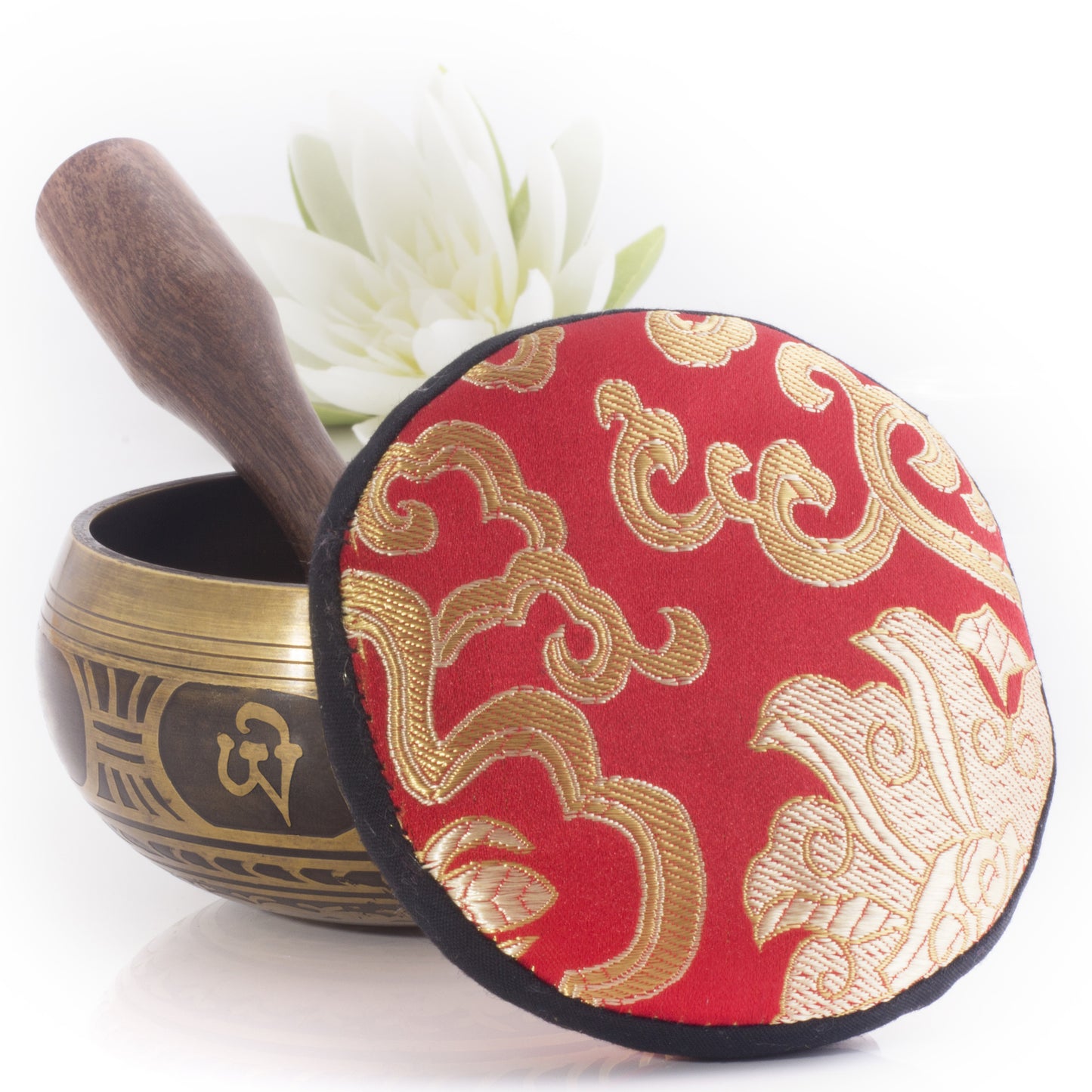 
                  
                    Antique Light Brown Bowl with Red Pillow ~ Gratitude Pattern ~ Tibetan Singing Bowl Set Singing Bowl Silent Mind - Silent Mind
                  
                
