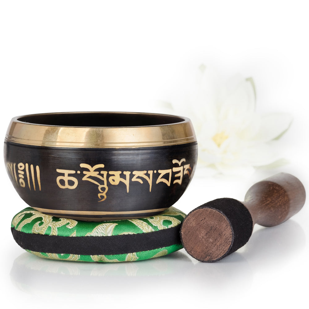 
                  
                    Light Bronze Bowl with Green Pillow ~ Harmony Pattern ~ Tibetan Singing Bowl Set singing bowl Silent Mind - Silent Mind
                  
                