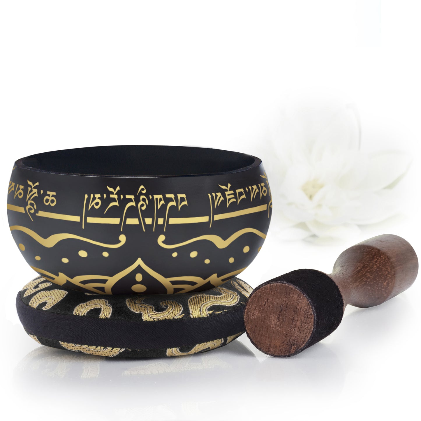 
                  
                    Black Bowl with Black Pillow ~ Bliss Pattern ~ Tibetan Singing Bowl Set Singing Bowl Silent Mind - Silent Mind
                  
                