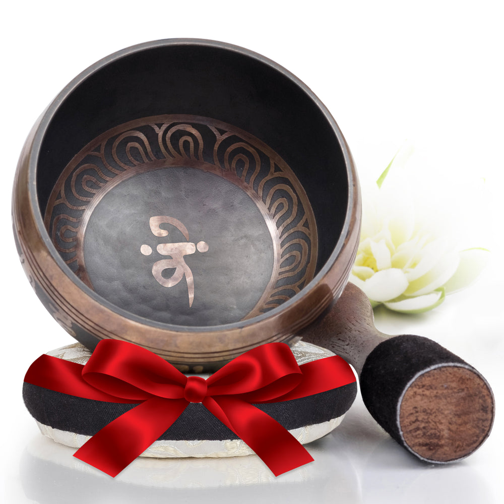 
                  
                    Dark Brown Bowl with White Pillow ~ Harmony Pattern ~ Tibetan Singing Bowl Set Singing Bowl Silent Mind - Silent Mind
                  
                